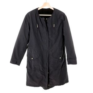 United Arrow Green Label Relaxing Collarless Black Parka Jacket Sherpa Womens M